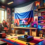 stanza da gaming in russia con una console russa